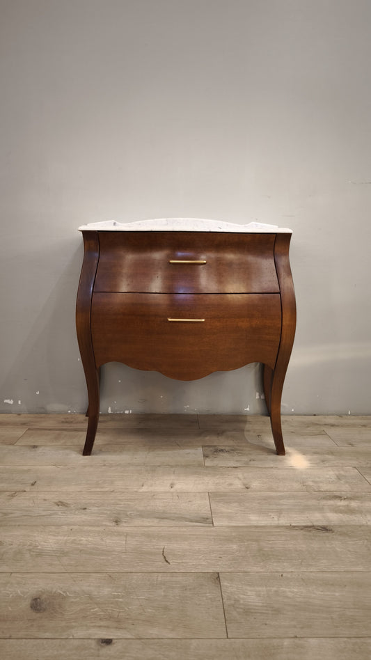 94134 Mobile lavabo in legno massello di noce e piano in marmo di Carrara