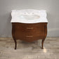 94134 Mobile lavabo in legno massello di noce e piano in marmo di Carrara