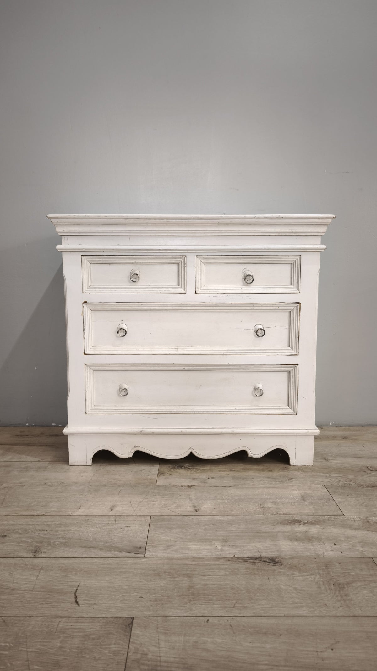 94190 Cassettiera in legno dipinta bianca