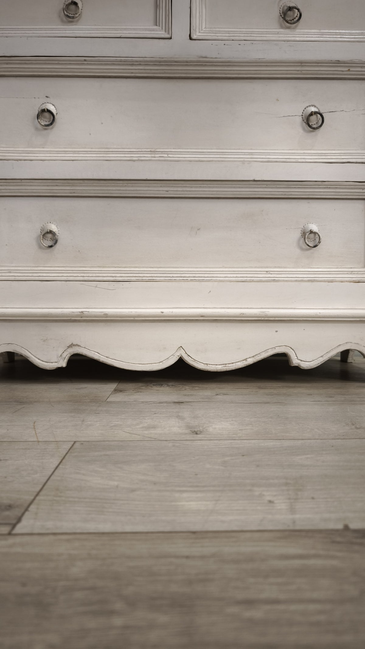 94190 Cassettiera in legno dipinta bianca