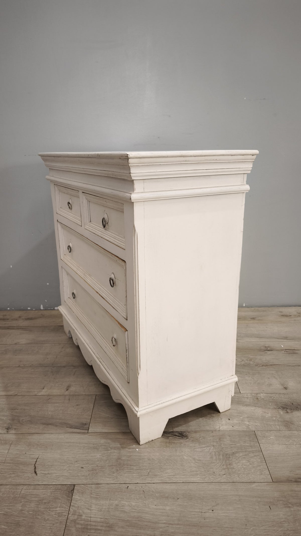 94190 Cassettiera in legno dipinta bianca