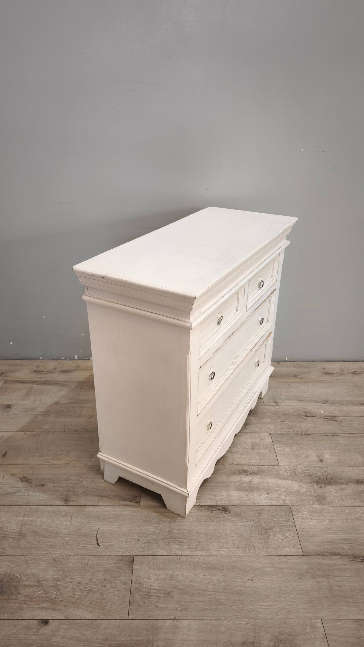 94190 Cassettiera in legno dipinta bianca