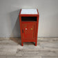 94232 Comodino in legno dipinto rosso con piano in marmo