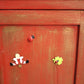 94232 Comodino in legno dipinto rosso con piano in marmo