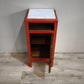 94232 Comodino in legno dipinto rosso con piano in marmo