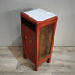 94232 Comodino in legno dipinto rosso con piano in marmo