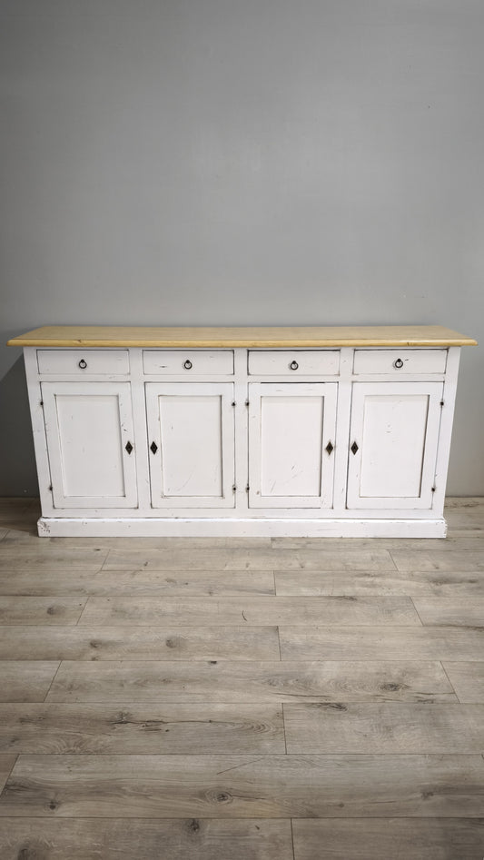 94259 Servante in legno dipinta bianca con piano sverniciato