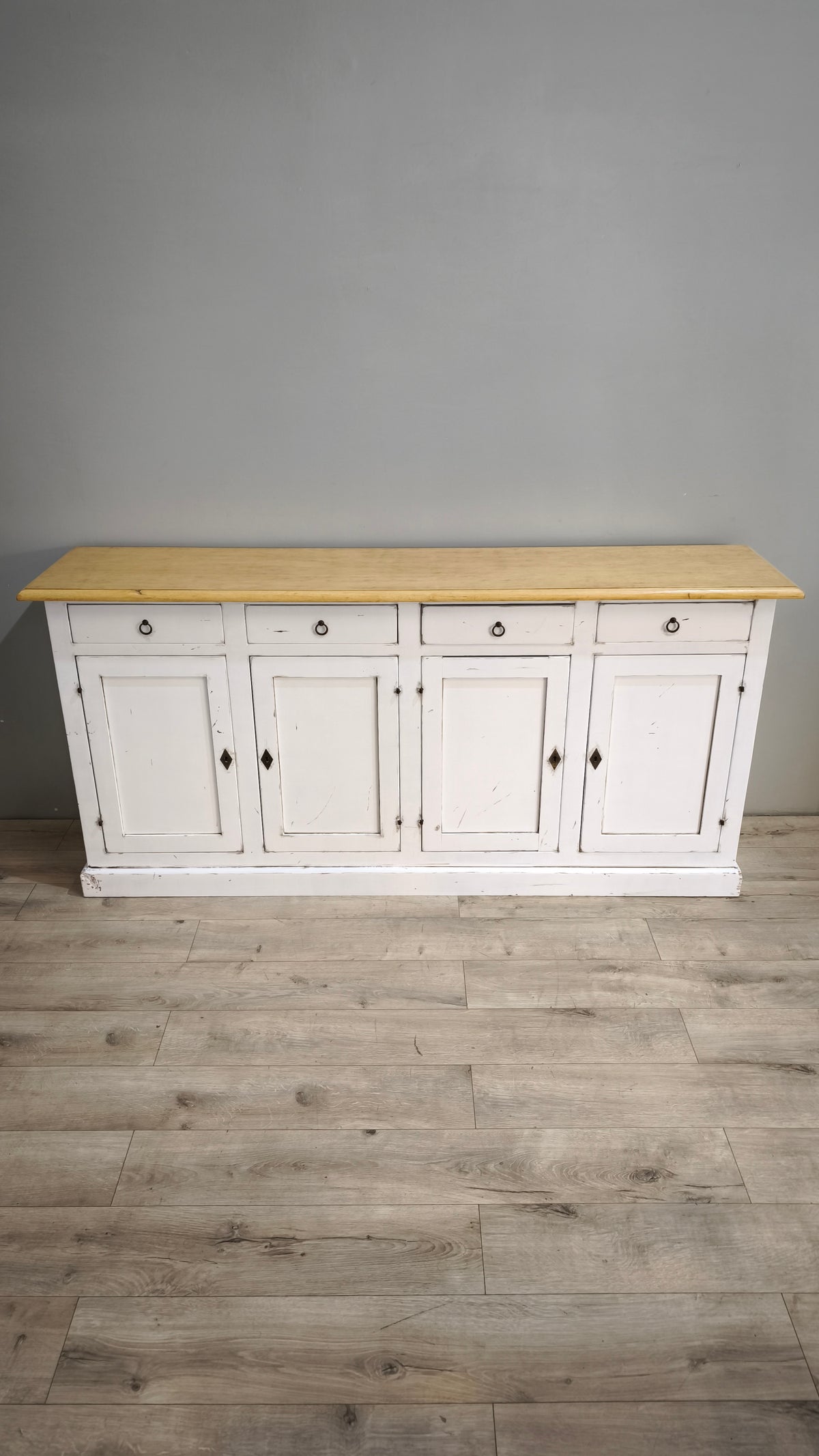 94259 Servante in legno dipinta bianca con piano sverniciato