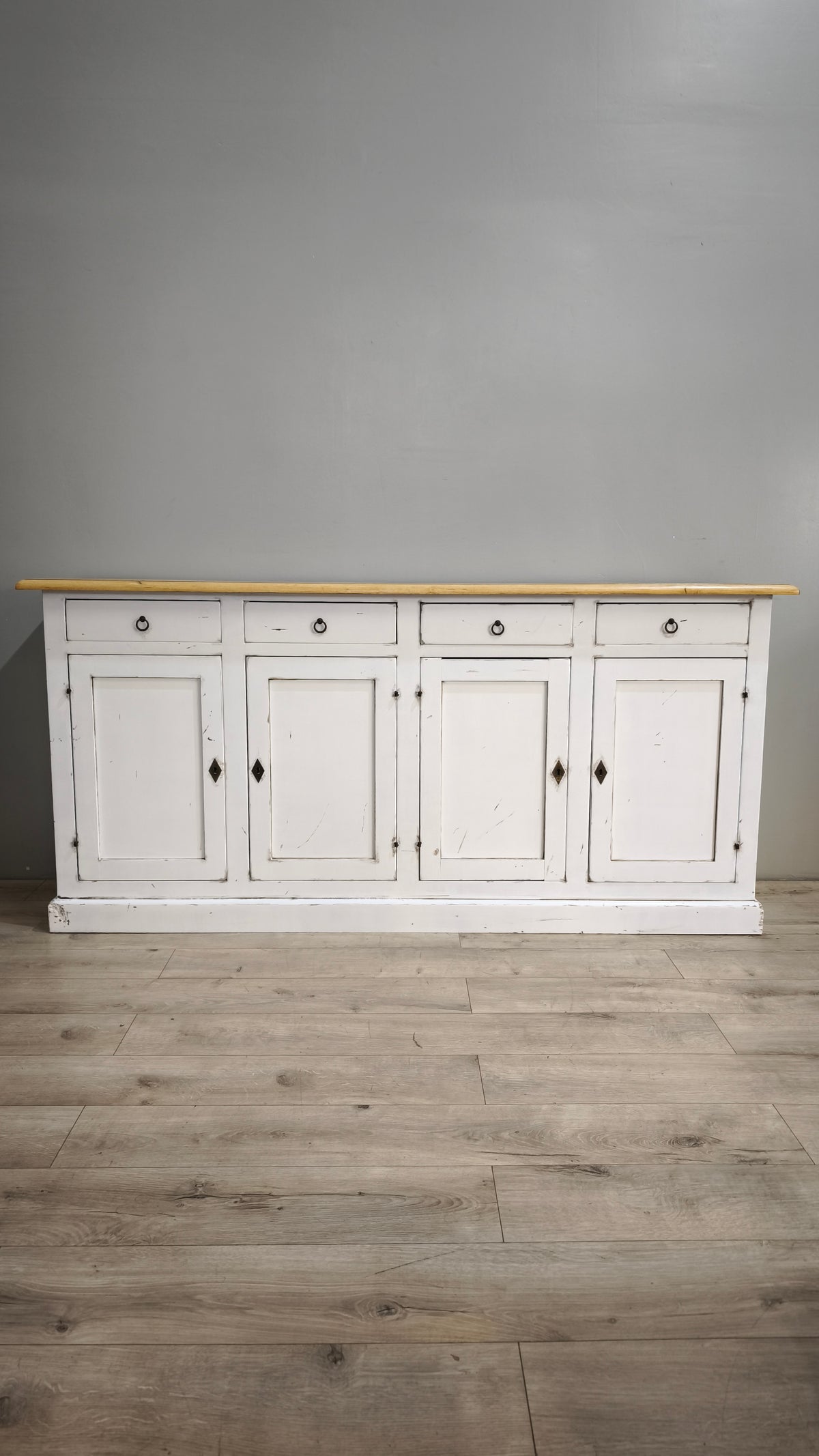 94259 Servante in legno dipinta bianca con piano sverniciato