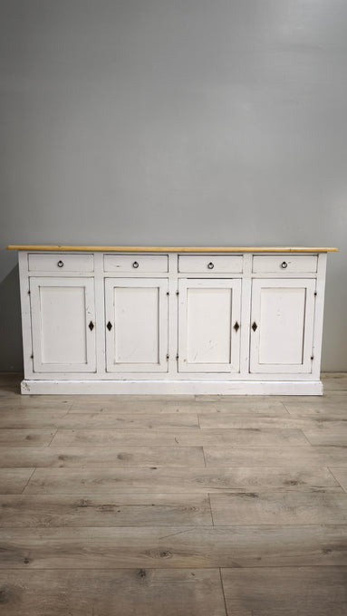94259 Servante in legno dipinta bianca con piano sverniciato