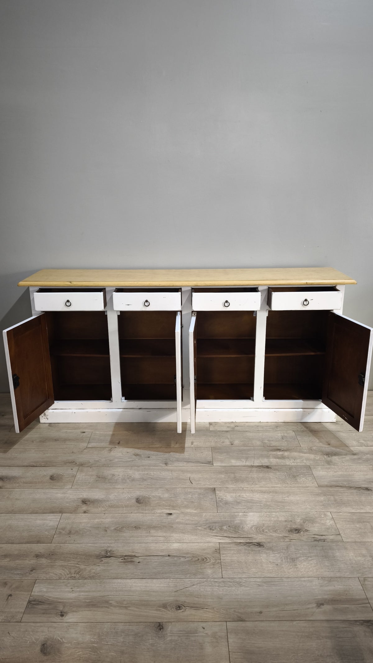 94259 Servante in legno dipinta bianca con piano sverniciato