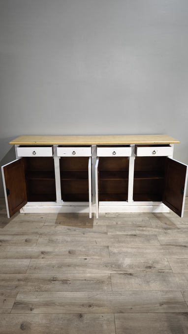 94259 Servante in legno dipinta bianca con piano sverniciato