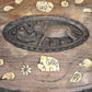 94245 Tavolino da salotto in legno etnico con elefanti decorati