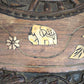 94245 Tavolino da salotto in legno etnico con elefanti decorati