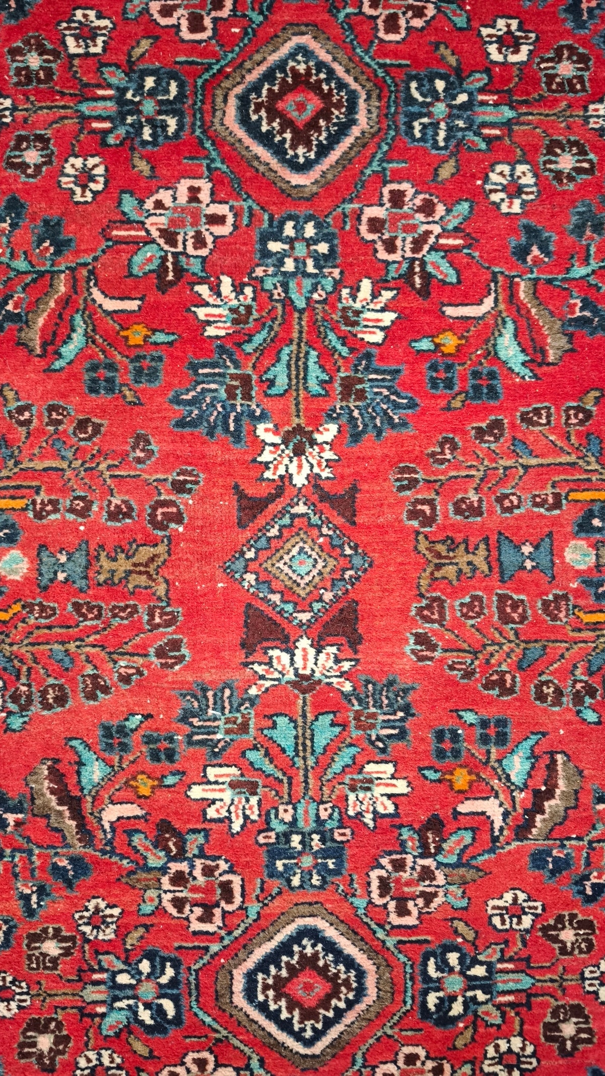 94234 Tappeto Mikado rosso con decoro a motivo floreale 115cm x 283cm