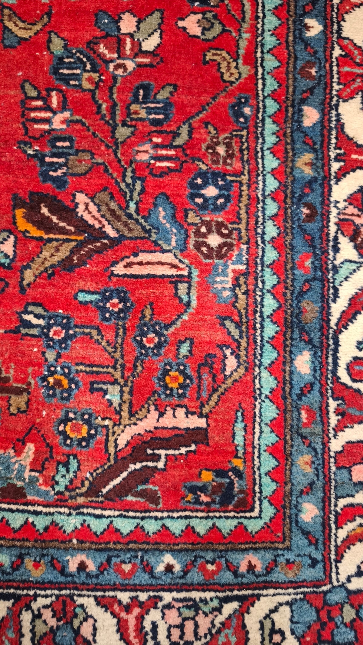 94234 Tappeto Mikado rosso con decoro a motivo floreale 115cm x 283cm