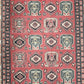 94370 Tappeto rosso e crema con decoro geometrico 137cm x 207cm