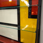93663 Mobile bar anni '50 stile Gio Ponti in vetro decorato e metallo (con sgabelli)