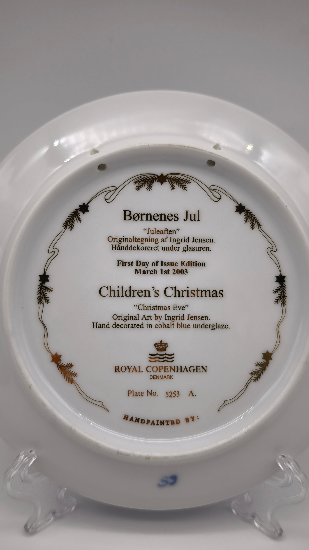 94487 Set composto da 2 piatti in ceramica Royal Copenhagen, Children's Christmas, Christmas Eve, original Art by Ingrid Jensen