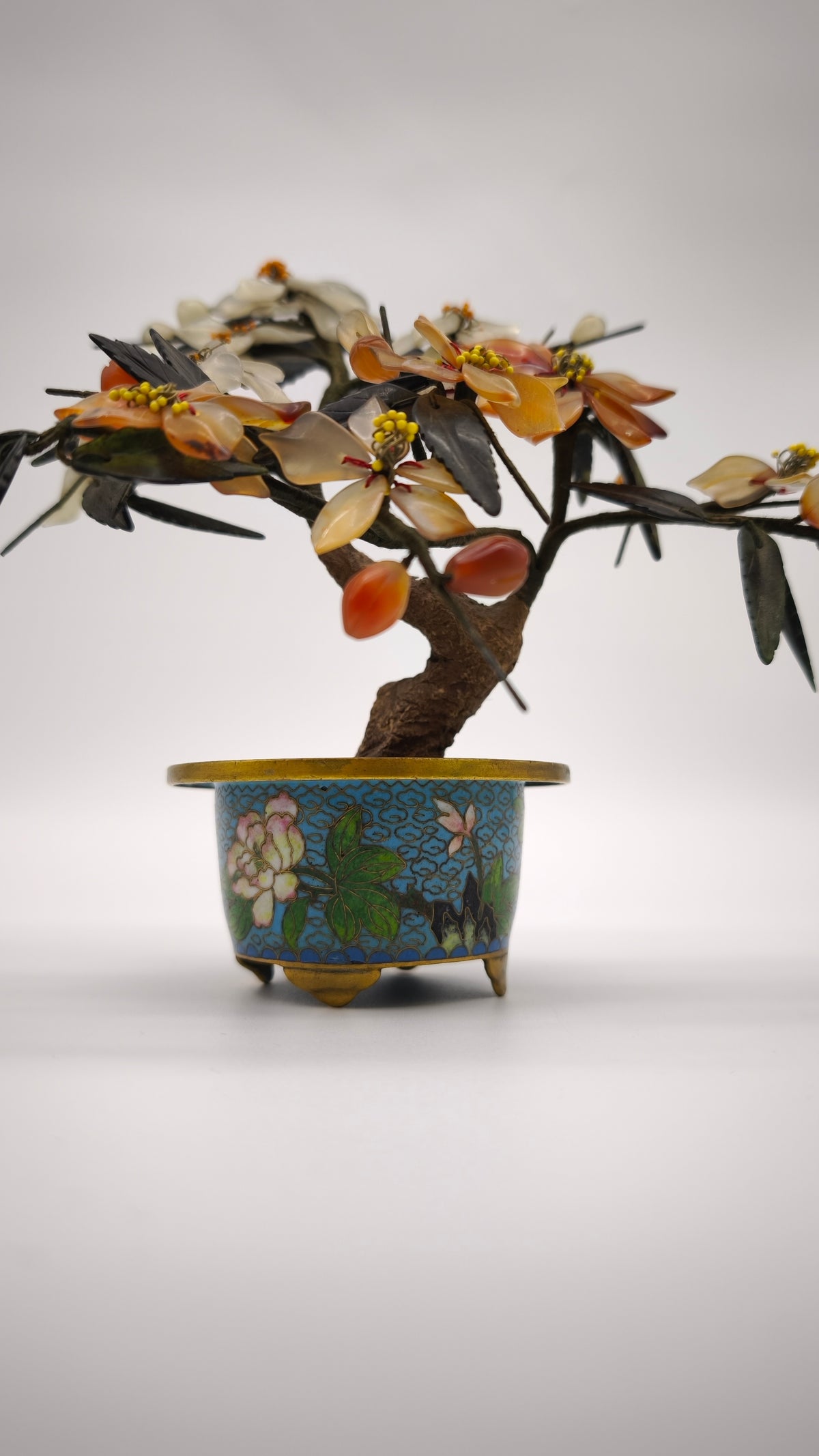 94084 Bonsai in pietre dure con vasetto cloisonné