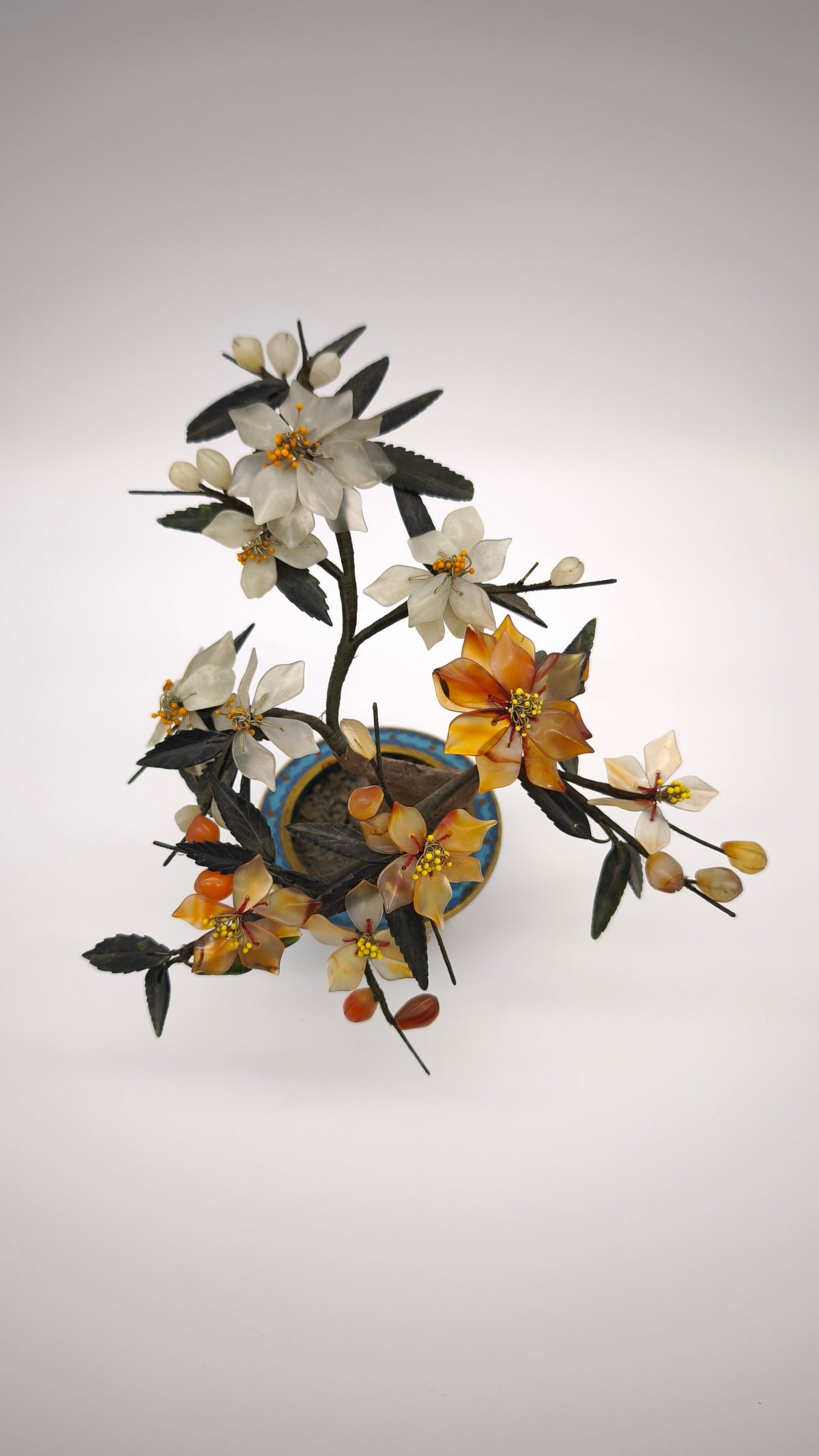 94084 Bonsai in pietre dure con vasetto cloisonné