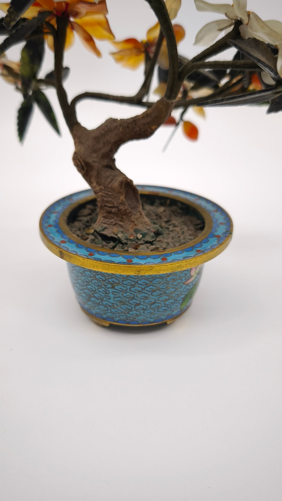 94084 Bonsai in pietre dure con vasetto cloisonné