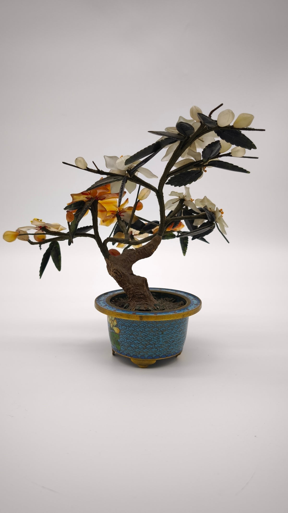 94084 Bonsai in pietre dure con vasetto cloisonné