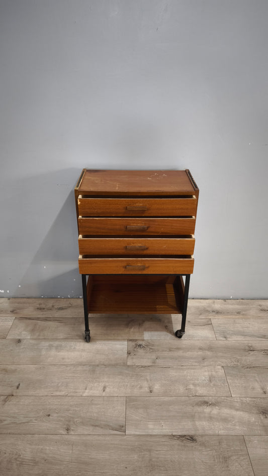 924087 Mobiletto vintage con cassetti e rotelle