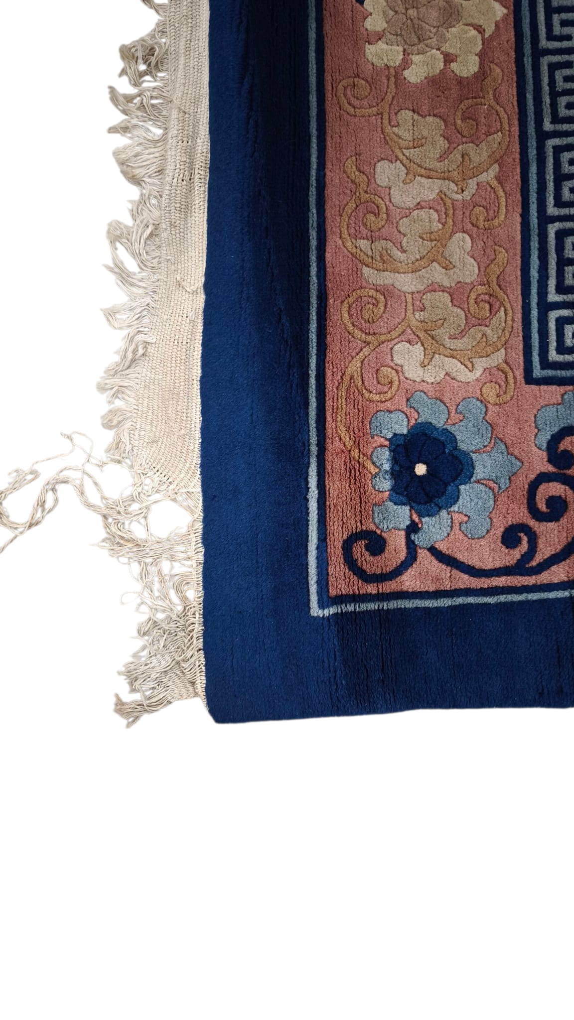 85658 Tappeto grande in fibra naturale blu e rosa con fiori 305cm x 340cm