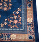 85658 Tappeto grande in fibra naturale blu e rosa con fiori 305cm x 340cm