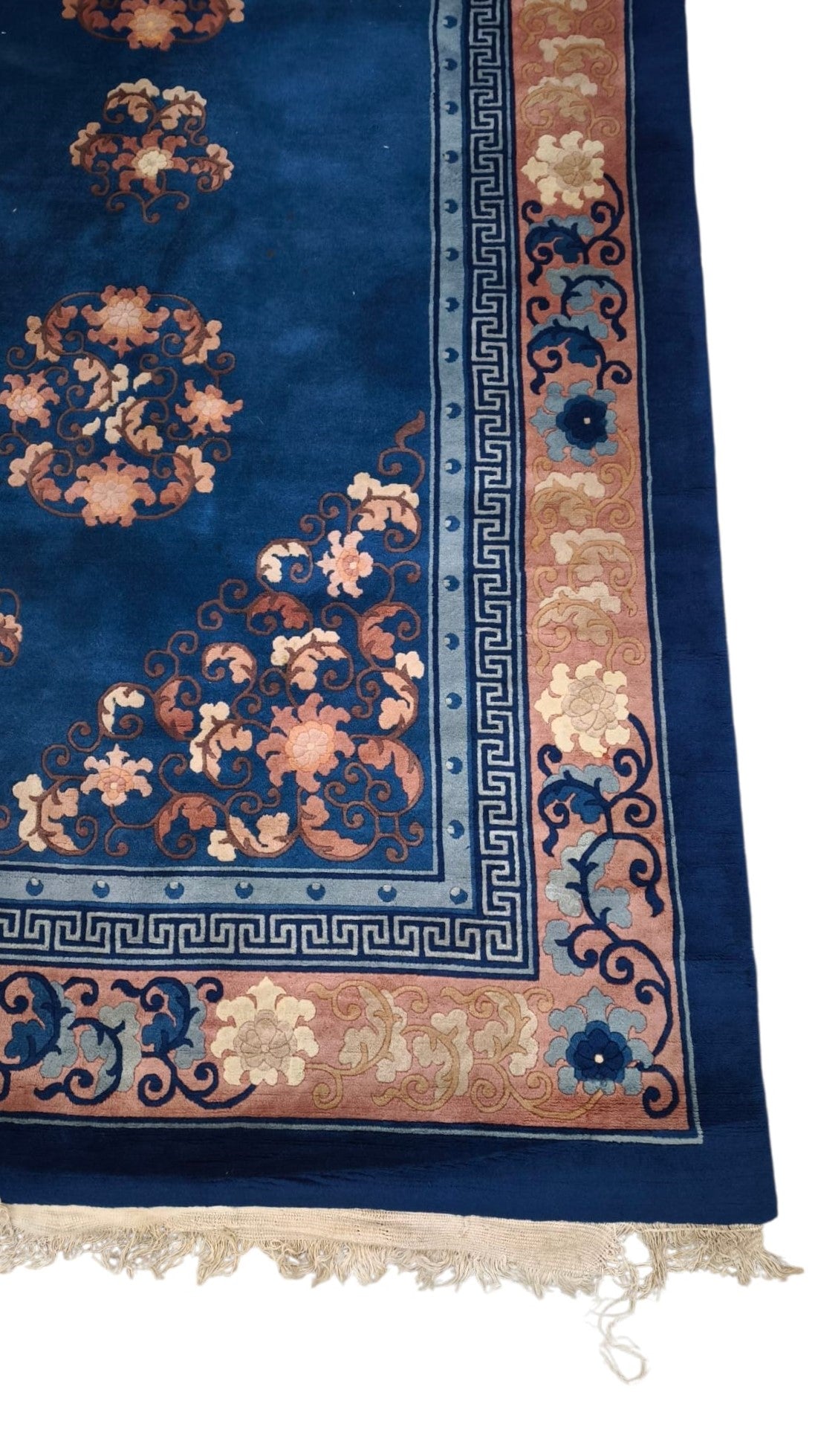 85658 Tappeto grande in fibra naturale blu e rosa con fiori 305cm x 340cm