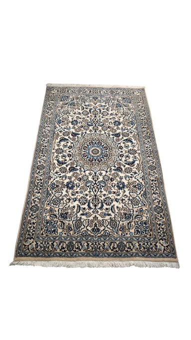 91109 Tappeto bianco e blu con decorazione floreale 215cm x 120cm