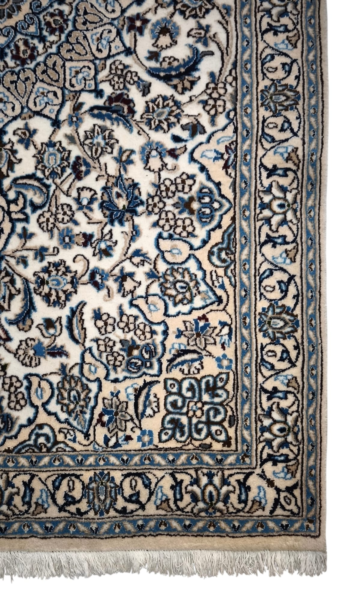 91109 Tappeto bianco e blu con decorazione floreale 215cm x 120cm