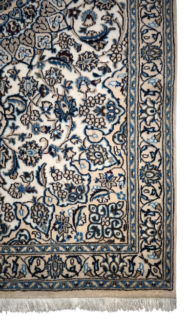 91109 Tappeto bianco e blu con decorazione floreale 215cm x 120cm