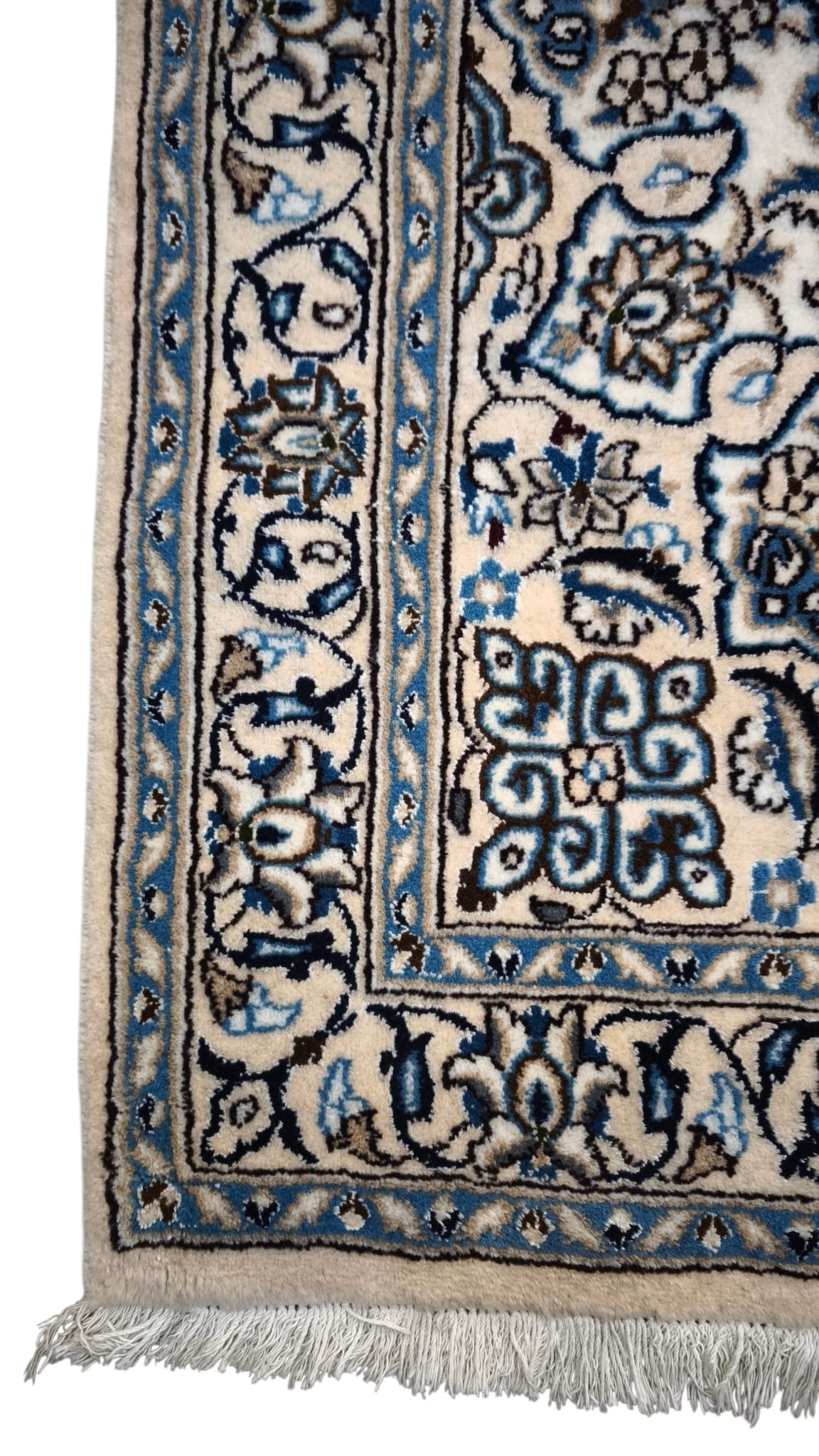 91109 Tappeto bianco e blu con decorazione floreale 215cm x 120cm