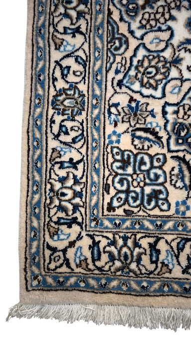 91109 Tappeto bianco e blu con decorazione floreale 215cm x 120cm