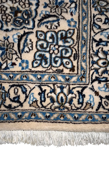 91109 Tappeto bianco e blu con decorazione floreale 215cm x 120cm