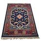 93921 Tappeto in fibra naturale blu e rosso con decoro a motivo floreale 120cm x 176cm