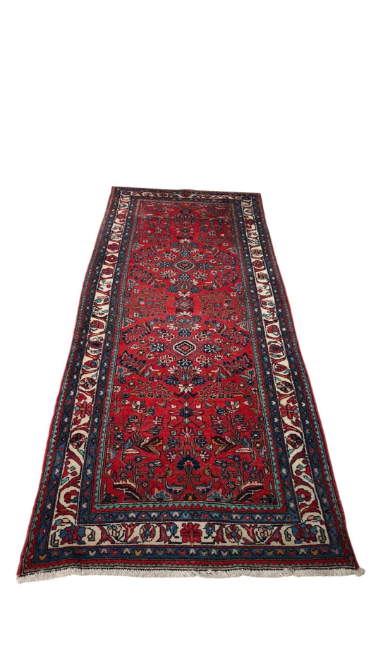 94234 Tappeto Mikado rosso con decoro a motivo floreale 115cm x 283cm