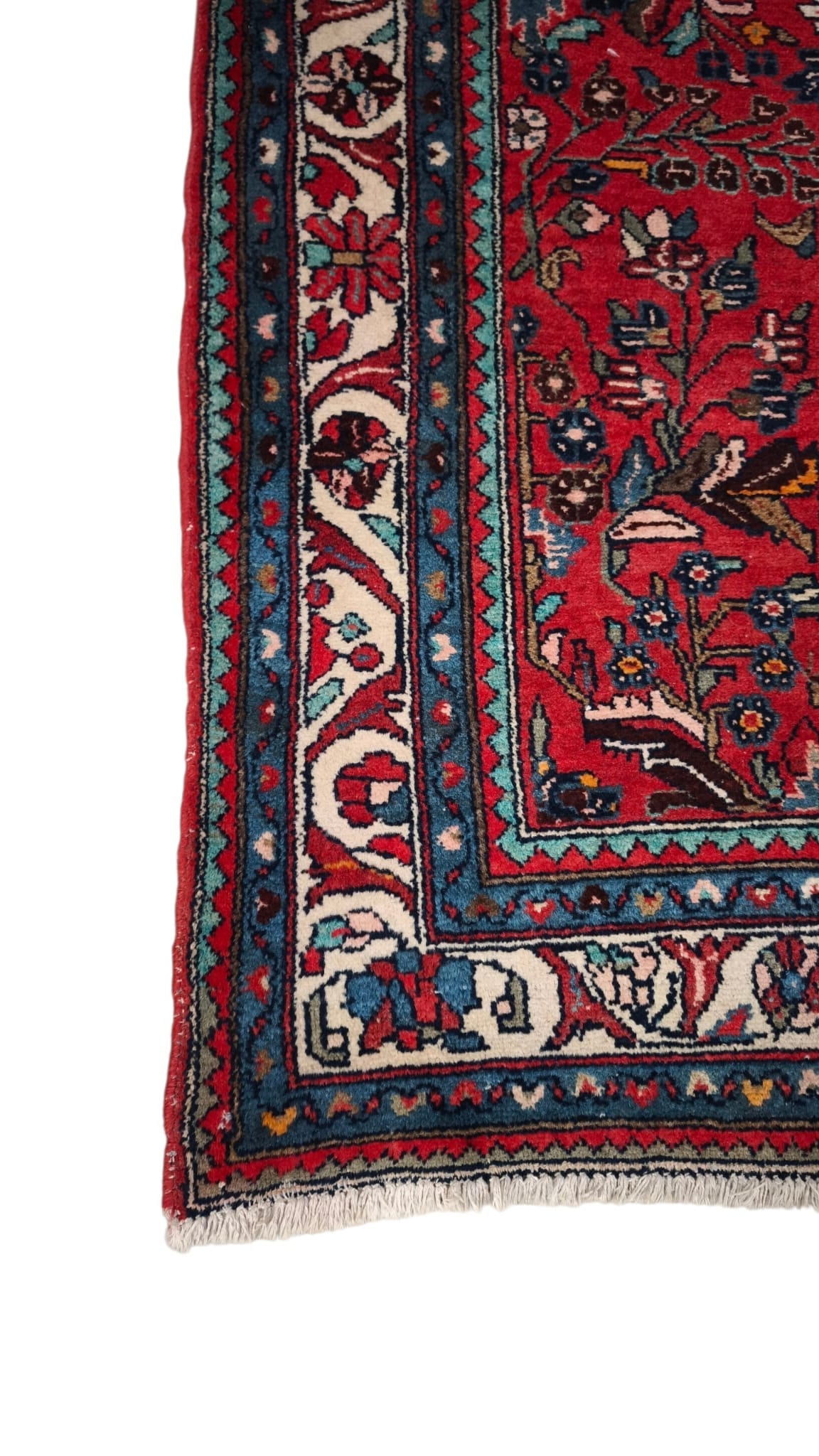 94234 Tappeto Mikado rosso con decoro a motivo floreale 115cm x 283cm