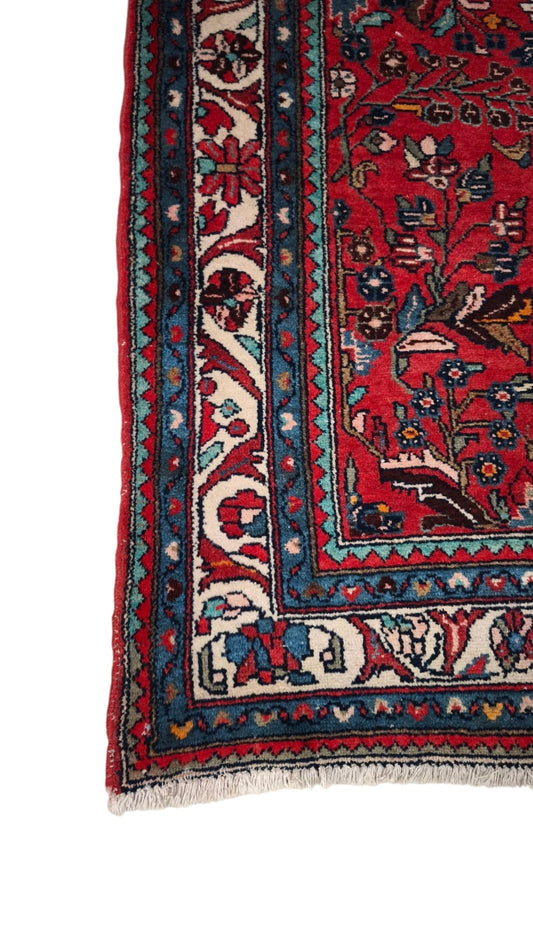 94234 Tappeto Mikado rosso con decoro a motivo floreale 115cm x 283cm