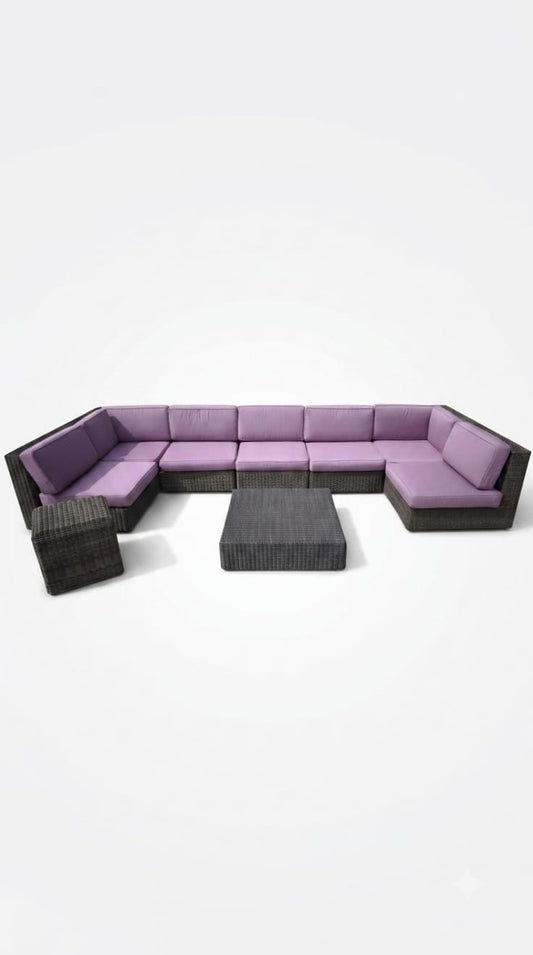 92365 Divano modulare Ethimo Cube con tavolo e pouf
