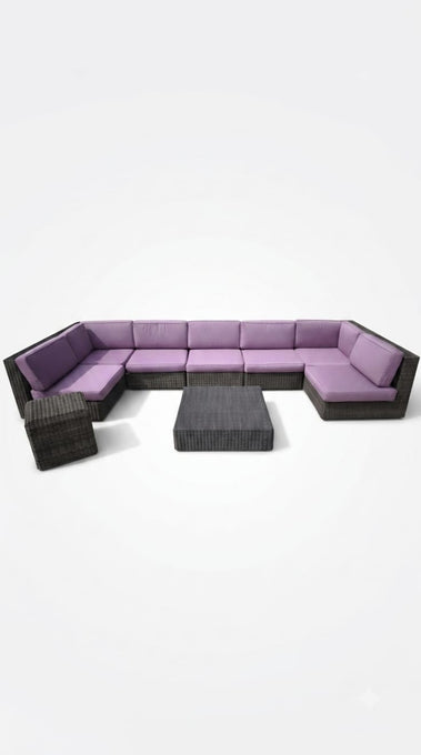 92365 Divano modulare Ethimo Cube con tavolo e pouf