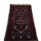 93919 Tappeto in fibra naturale rosso e nero con decoro a motivo geometrico 140cm x 85cm