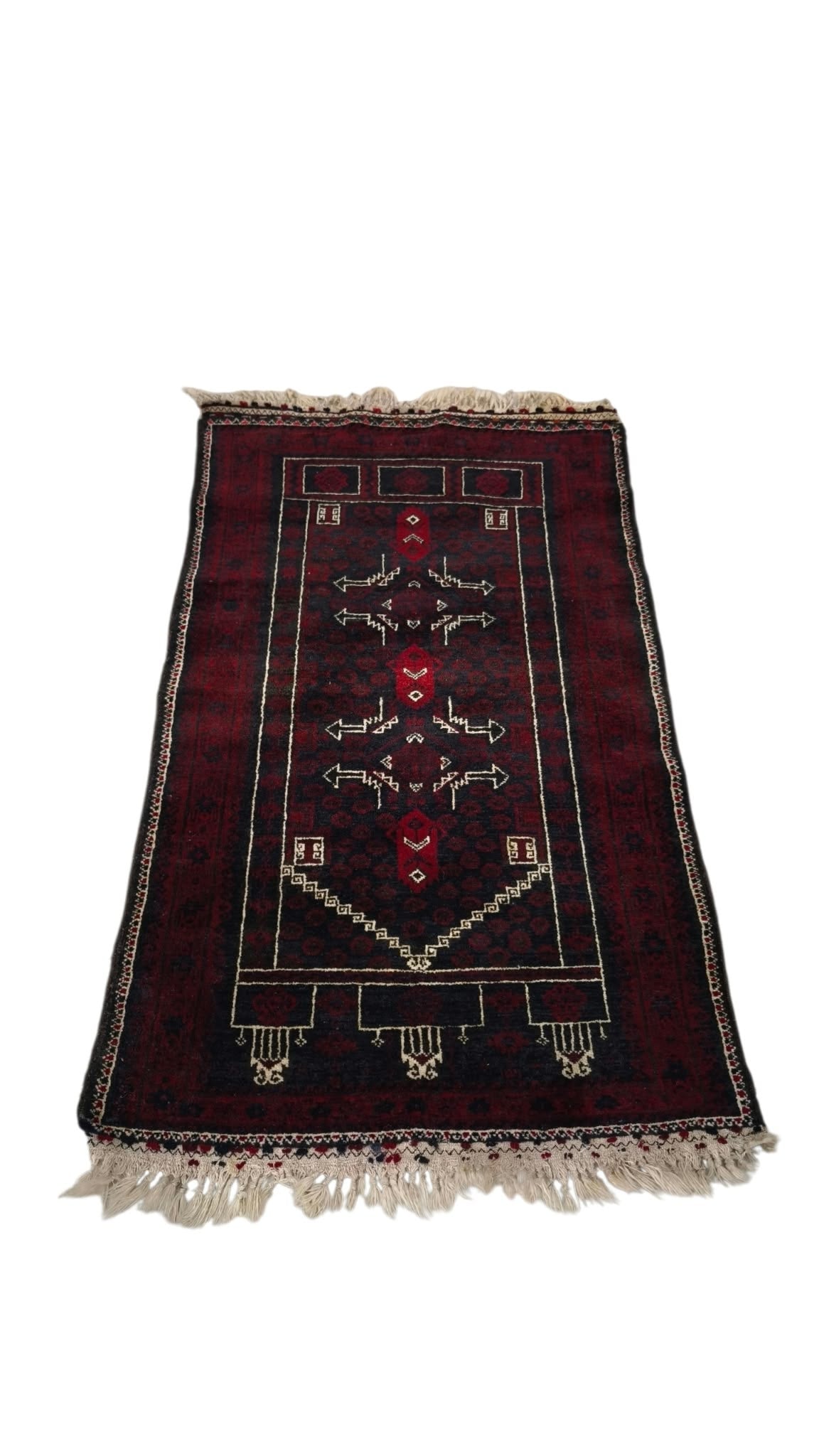 93919 Tappeto in fibra naturale rosso e nero con decoro a motivo geometrico 140cm x 85cm