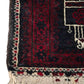 93919 Tappeto in fibra naturale rosso e nero con decoro a motivo geometrico 140cm x 85cm