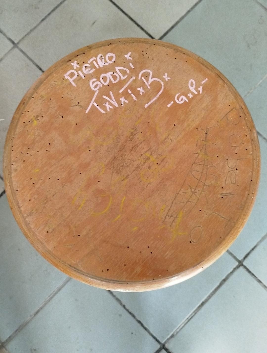 87740 Sgabello industriale con seduta in legno