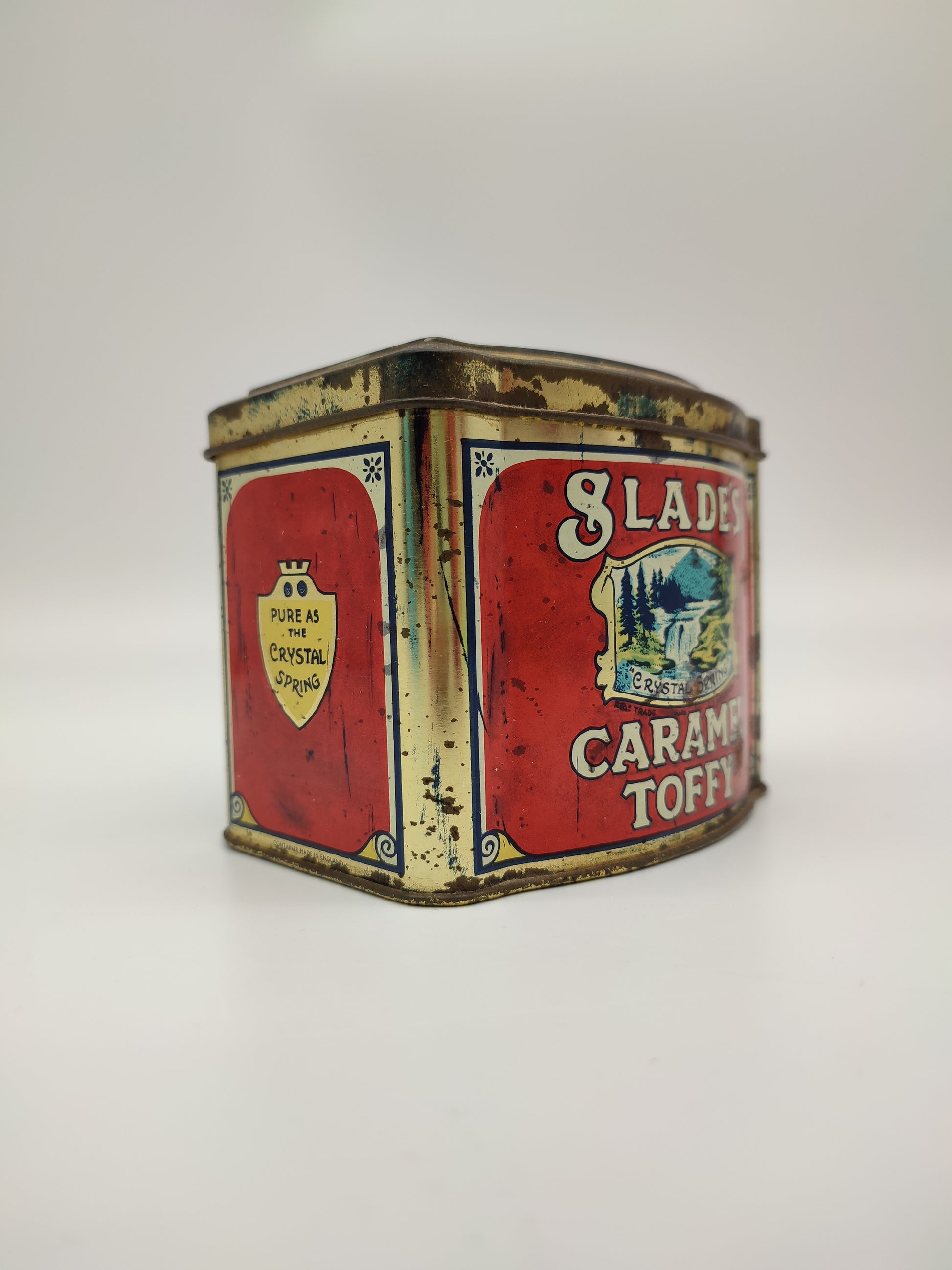 55527 Scatola di latta vintage Slade's Caramel Toffy – dalbrocante