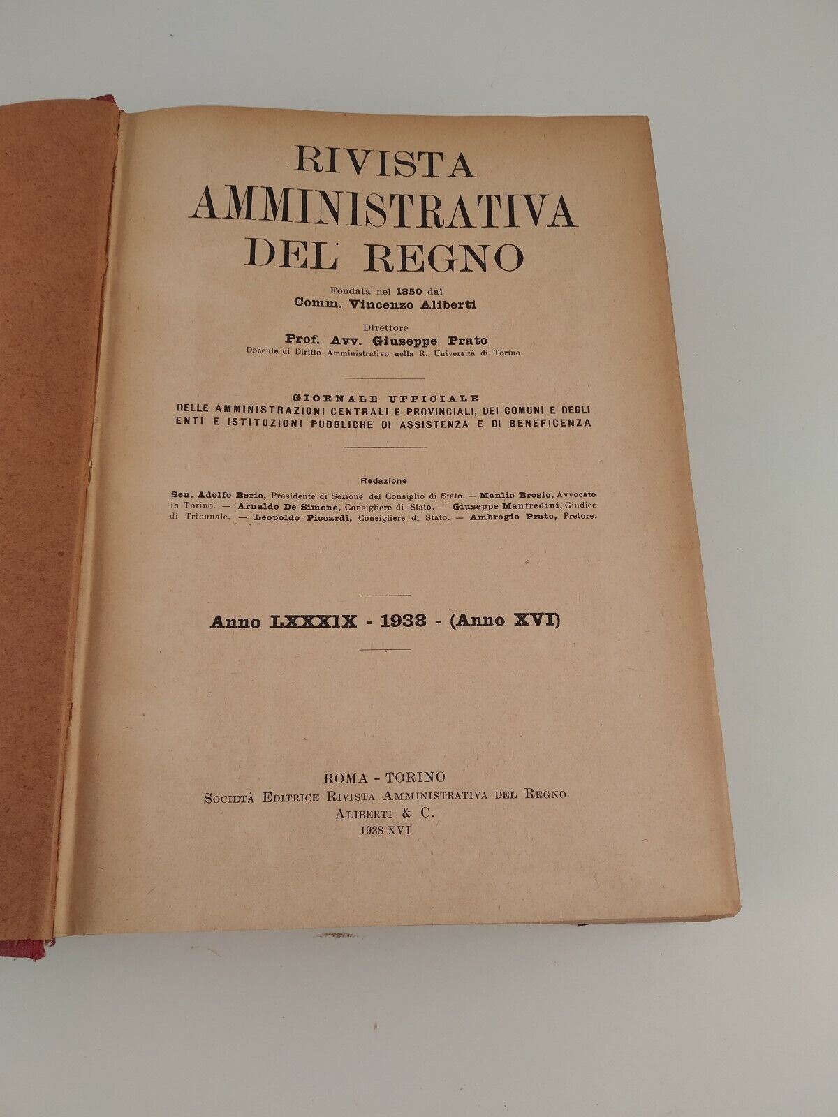 Rivista amministrativa 1938 cod. 20266