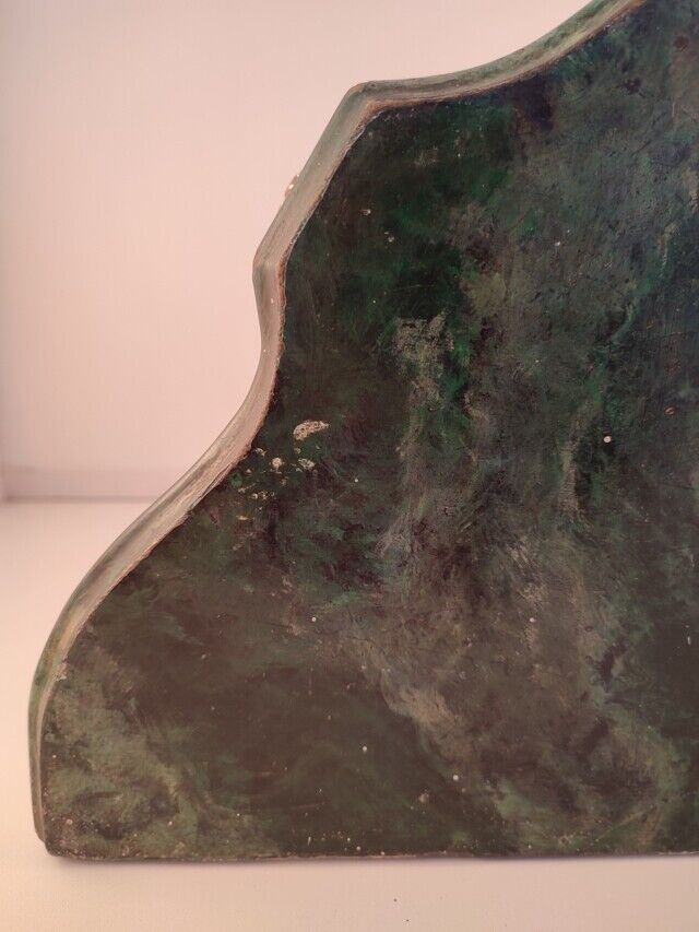 49302 Mensola dorata e verde con piano in finto marmo